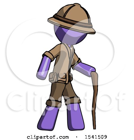 Purple Explorer Ranger Man Walking with Hiking Stick by Leo Blanchette