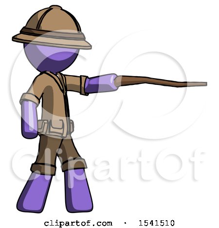 Purple Explorer Ranger Man Pointing with Hiking Stick by Leo Blanchette