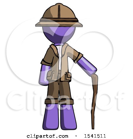 Purple Explorer Ranger Man Standing with Hiking Stick by Leo Blanchette