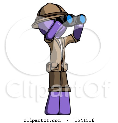 Purple Explorer Ranger Man Looking Through Binoculars to the Right by Leo Blanchette