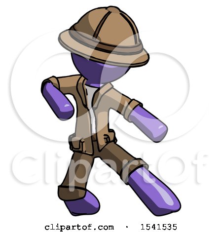 Purple Explorer Ranger Man Karate Defense Pose Right by Leo Blanchette