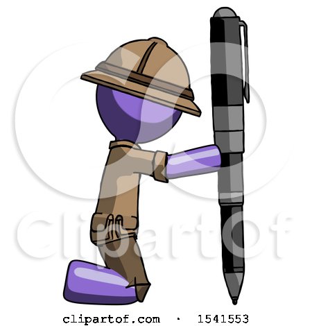 Purple Explorer Ranger Man Posing with Giant Pen in Powerful yet Awkward Manner. by Leo Blanchette