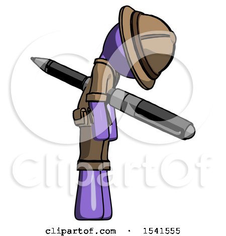 Purple Explorer Ranger Man Impaled Through Chest with Giant Pen by Leo Blanchette