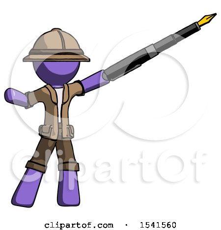 Purple Explorer Ranger Man Pen Is Mightier Than the Sword Calligraphy Pose by Leo Blanchette