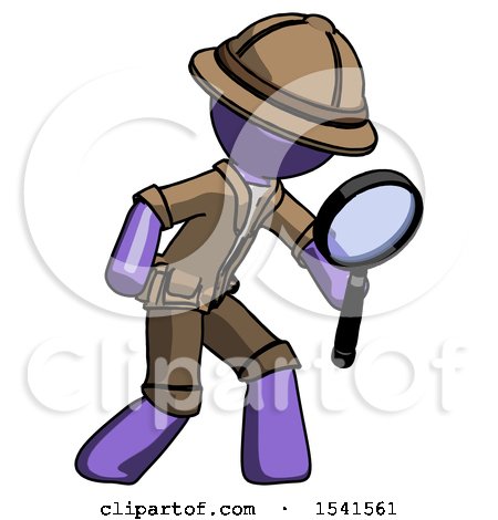 Purple Explorer Ranger Man Inspecting with Large Magnifying Glass Right by Leo Blanchette