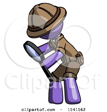 Purple Explorer Ranger Man Inspecting with Large Magnifying Glass Left by Leo Blanchette
