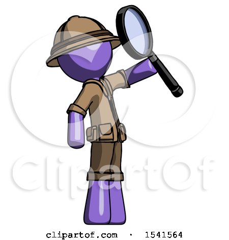 Purple Explorer Ranger Man Inspecting with Large Magnifying Glass Facing up by Leo Blanchette