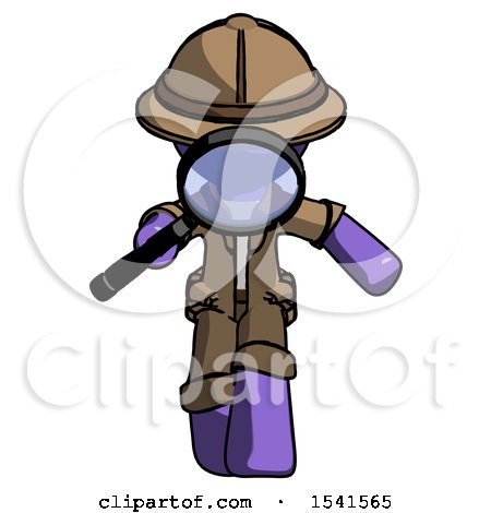 Purple Explorer Ranger Man Looking down Through Magnifying Glass by Leo Blanchette