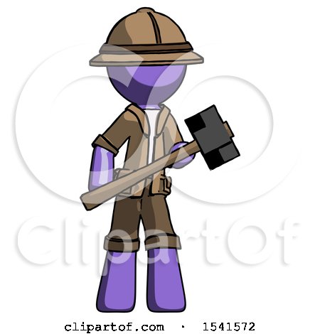 Purple Explorer Ranger Man with Sledgehammer Standing Ready to Work or Defend by Leo Blanchette