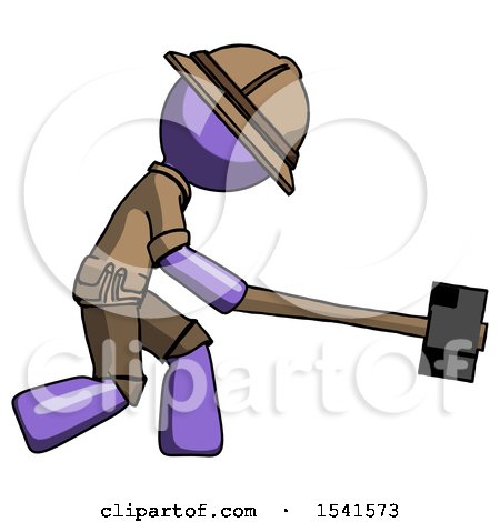 Purple Explorer Ranger Man Hitting with Sledgehammer, or Smashing Something by Leo Blanchette