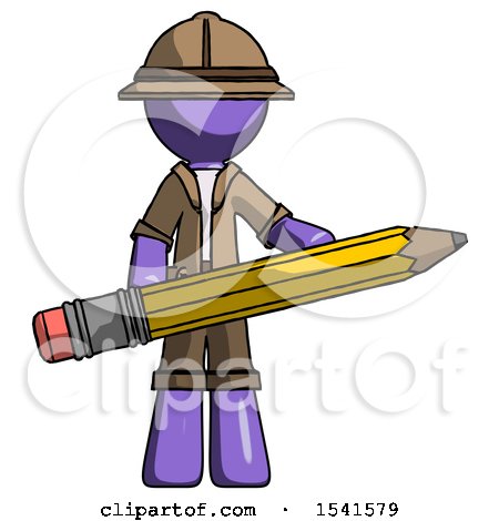 Purple Explorer Ranger Man Writer or Blogger Holding Large Pencil by Leo Blanchette