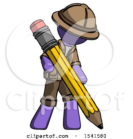 Purple Explorer Ranger Man Writing with Large Pencil by Leo Blanchette