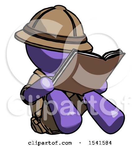 Purple Explorer Ranger Man Reading Book While Sitting down by Leo Blanchette
