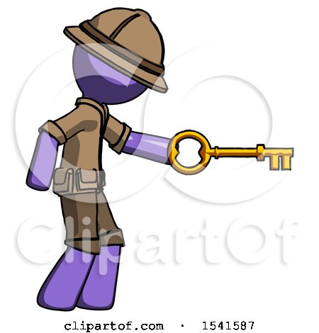 Purple Explorer Ranger Man with Big Key of Gold Opening Something by Leo Blanchette