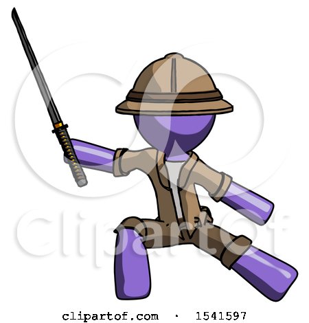 Purple Explorer Ranger Man with Ninja Sword Katana in Defense Pose by Leo Blanchette