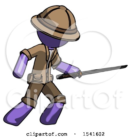 Purple Explorer Ranger Man Stabbing with Ninja Sword Katana by Leo Blanchette
