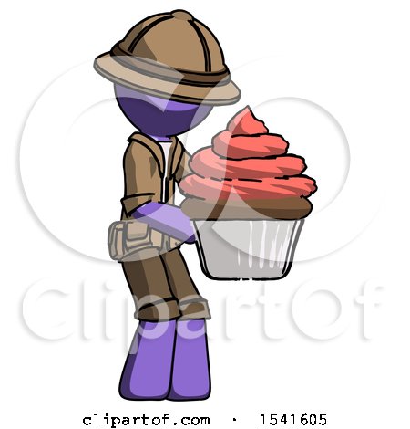 Purple Explorer Ranger Man Holding Large Cupcake Ready to Eat or Serve by Leo Blanchette