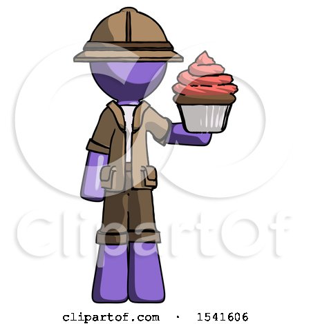 Purple Explorer Ranger Man Presenting Pink Cupcake to Viewer by Leo Blanchette