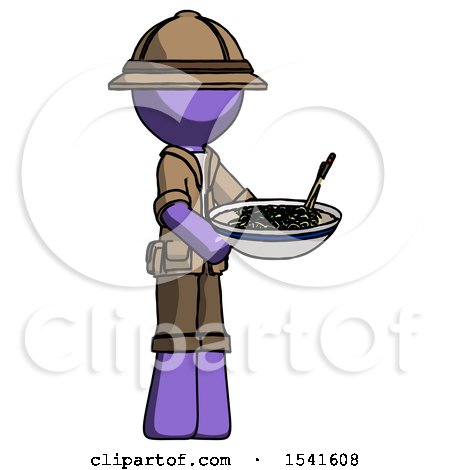 Purple Explorer Ranger Man Holding Noodles Offering to Viewer by Leo Blanchette