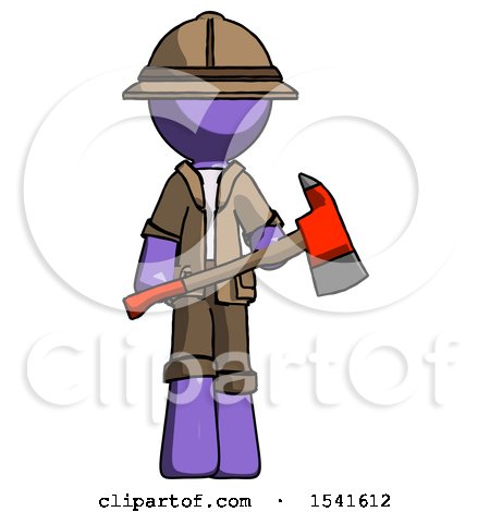 Purple Explorer Ranger Man Holding Red Fire Fighter's Ax by Leo Blanchette