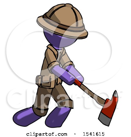 Purple Explorer Ranger Man Striking with a Red Firefighter's Ax by Leo Blanchette