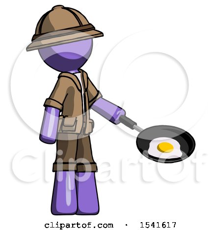 Purple Explorer Ranger Man Frying Egg in Pan or Wok Facing Right by Leo Blanchette