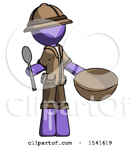 Purple Explorer Ranger Man with Empty Bowl and Spoon Ready to Make Something by Leo Blanchette
