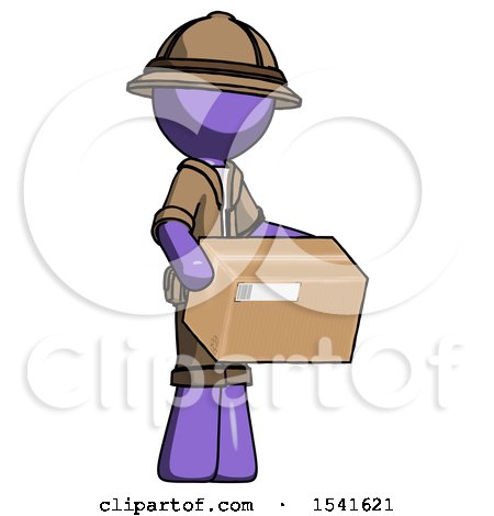 Purple Explorer Ranger Man Holding Package to Send or Recieve in Mail by Leo Blanchette