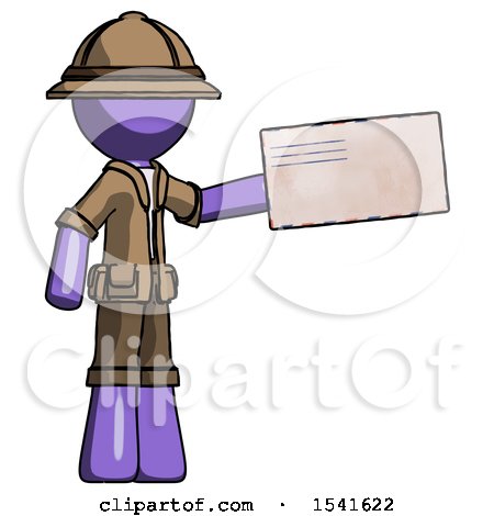 Purple Explorer Ranger Man Holding Large Envelope by Leo Blanchette