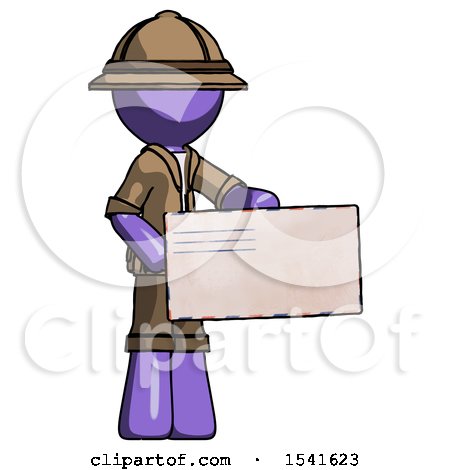 Purple Explorer Ranger Man Presenting Large Envelope by Leo Blanchette