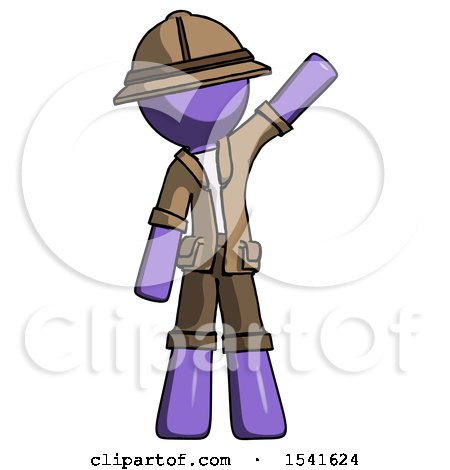 Purple Explorer Ranger Man Waving Emphatically with Left Arm by Leo Blanchette