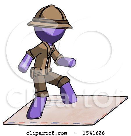 Purple Explorer Ranger Man on Postage Envelope Surfing by Leo Blanchette
