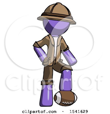 Purple Explorer Ranger Man Standing with Foot on Football by Leo Blanchette