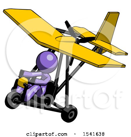 Purple Design Mascot Woman in Ultralight Aircraft Top Side View by Leo Blanchette
