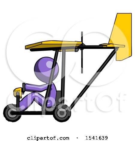 Purple Design Mascot Man in Ultralight Aircraft Side View by Leo Blanchette