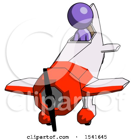 Purple Design Mascot Man in Geebee Stunt Plane Descending Front Angle View by Leo Blanchette