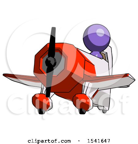 Purple Design Mascot Man Flying in Geebee Stunt Plane Viewed from Below by Leo Blanchette
