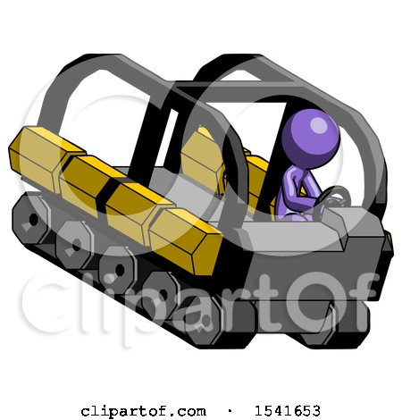 Purple Design Mascot Man Driving Amphibious Tracked Vehicle Top Angle View by Leo Blanchette