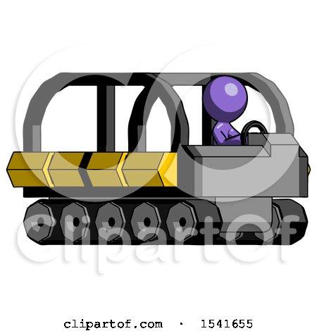 Purple Design Mascot Man Driving Amphibious Tracked Vehicle Side Angle View by Leo Blanchette