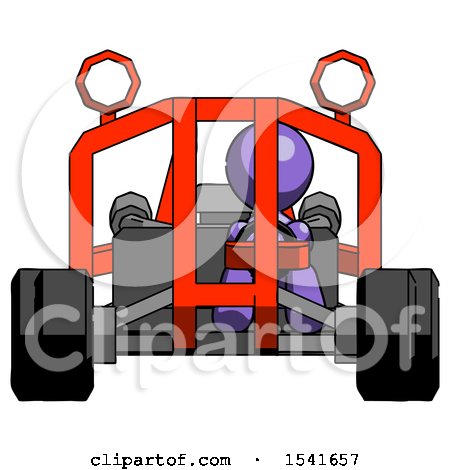 Purple Design Mascot Man Riding Sports Buggy Front View by Leo Blanchette
