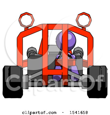 Purple Design Mascot Woman Riding Sports Buggy Front View by Leo Blanchette