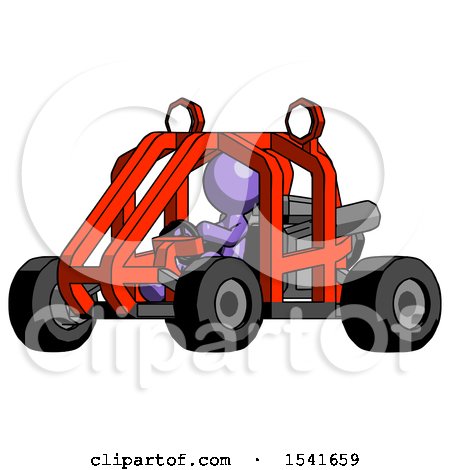 Purple Design Mascot Man Riding Sports Buggy Side Angle View by Leo Blanchette