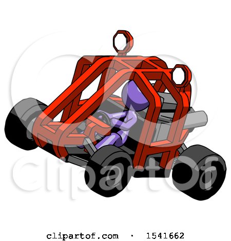 Purple Design Mascot Woman Riding Sports Buggy Side Top Angle View by Leo Blanchette