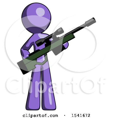Purple Design Mascot Man Holding Sniper Rifle Gun by Leo Blanchette