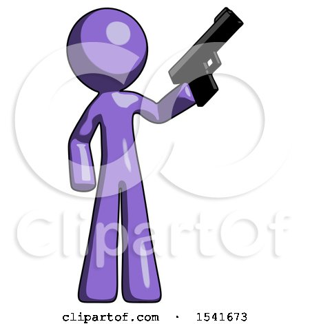 Purple Design Mascot Man Holding Handgun by Leo Blanchette