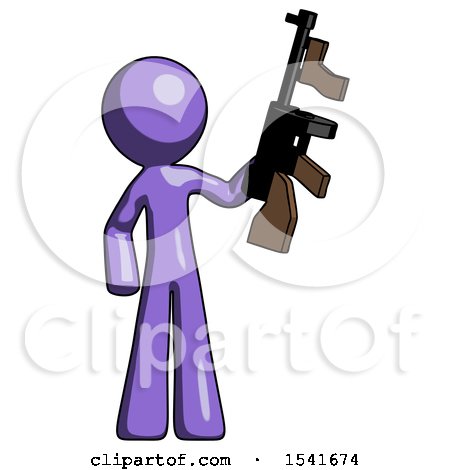 Purple Design Mascot Man Holding Tommygun by Leo Blanchette