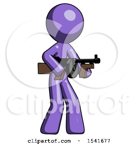 Purple Design Mascot Man Tommy Gun Gangster Shooting Pose by Leo Blanchette