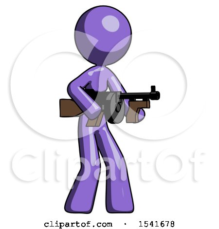 Purple Design Mascot Woman Tommy Gun Gangster Shooting Pose by Leo Blanchette