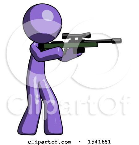 Purple Design Mascot Man Shooting Sniper Rifle by Leo Blanchette