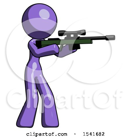 Purple Design Mascot Woman Shooting Sniper Rifle by Leo Blanchette